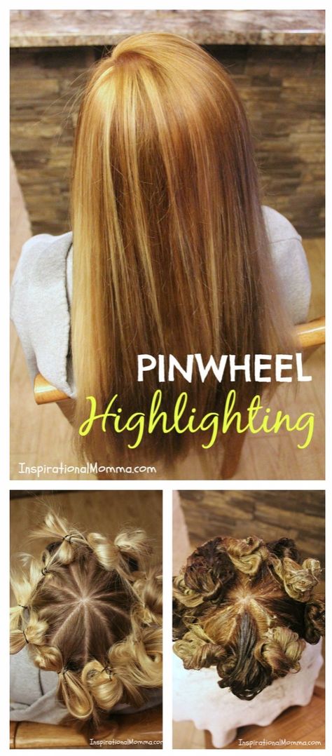 Pinwheel Highlighting - This simple technique guarantees you a natural highlighted look everytime.  No experience needed to create a gorgeous salon look! Bleach Bath, Pinwheel Hair Color, Diy Hair Color, Natural Highlights, Hair Techniques, Hair Color Techniques, Fantasy Hair, Hair Affair, Hair Trend