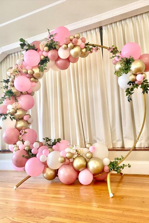 Baby Shower Balloon Arch, Floral Balloons, Birthday Party Theme Decorations, Baby Shower Backdrop, Balloon Backdrop, Balloon Flowers, Baby Shower Pumpkin, Balloon Decor, Pink Balloons