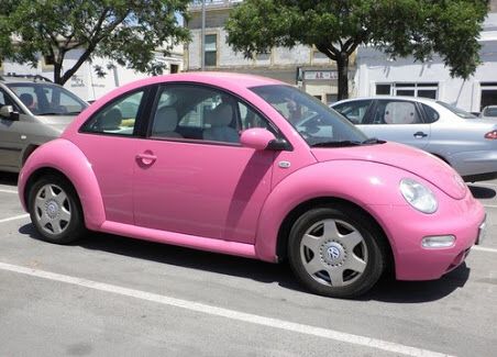 Pink Vehicles, Pink Volkswagen Beetle, Pink Car Seat Covers, Pink Beetle, Princess Car, Pink Cars, Bug Car, Volkswagen New Beetle, Car Deco