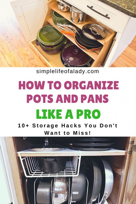 Pot And Pan Organization Small Spaces, Oc Organizer, Organize Pots And Pans, Pan Storage Diy, Pot And Pans Organization, Organize Kitchen, Pan Storage, Decluttering Inspiration, Pan Organization