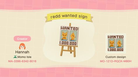 Acnh Wanted Sign, Horizon Outfits, Animal Crossing Custom Designs, Ac Codes, Acnh Patterns, Motif Acnl, Boat Signs, Acnh Clothes, Poster Animal