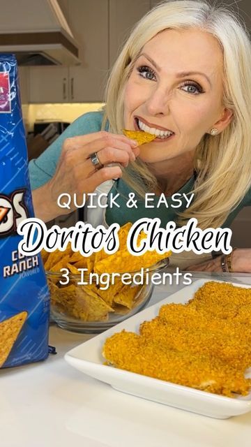 LORAfied | HACKS: Home • Kitchen • Life on Instagram: "Follow @lorafied for recipe hacks! DORITOS 🍗 CHICKEN * 3 INGREDIENTS * Quick, Easy & Budget Friendly! Raise your hand if you love Doritos 🙋‍♀️ Honestly, they’re one of my guilt pleasures, specifically the Cool Ranch flavor, which has been my favorite since they came on the scene in 1986 when I was a sophomore in high school. My friend, Elizabeth Wharmby and I used to eat a bag of these guys and wash it down with Dr. Pepper…she was in love Cool Ranch Doritos Chicken, Chicken With Doritos Recipe, Cool Ranch Doritos Recipes, Lorafied Recipes, Chicken 3 Ingredients, Dorito Chicken Tenders, Fried Chicken Thigh Recipes, Doritos Recipes, Doritos Chicken