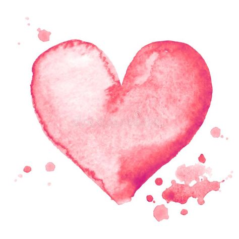 Watercolor hand-painting pink heart shape on white background. Eps8. RGB. Global colors stock illustration Watercolor Hearts Painting, Watercolor Hearts Valentines Day, Heart Watercolor Painting, Watercolour Heart, Diy Watercolor Cards, Colors Illustration, Heart Watercolor, Valentines Watercolor, Backgrounds Girly