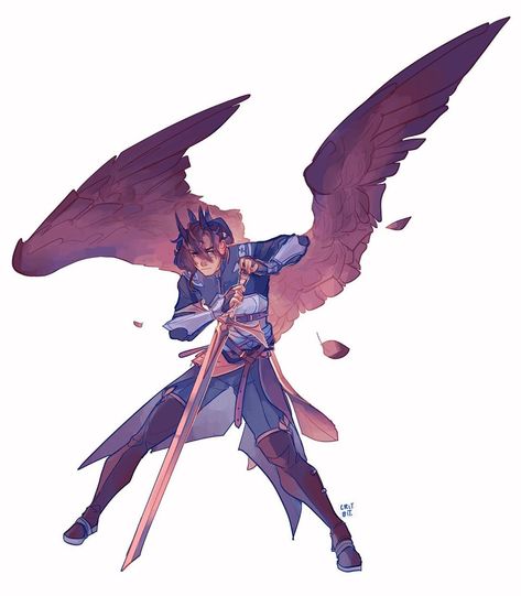 Winged People Art, Winged Person Art, Person With Dragon Wings, Wing Character Design, Winged Character Art, Critbit Art, Wings Character Design, Winged Character Design, Oc With Wings