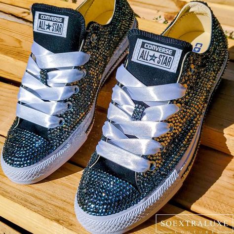 Shop the SoExtraLuxe official site. Discover our newest custom embellished footwear. Rhinestone Converse, Bedazzled Shoes Diy, Shoes Beaded, Diy Heels, Converse Wedding Shoes, Bedazzled Shoes, Team Ideas, Bling Converse, Wedding Sneakers