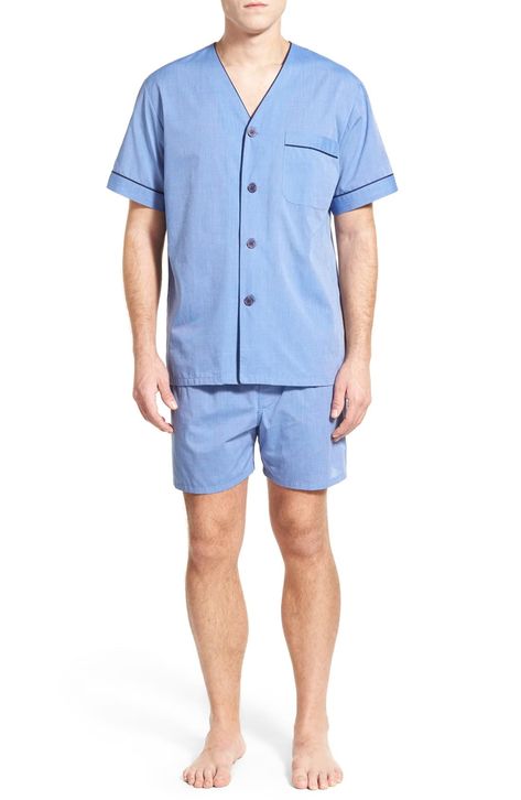 Pajama Fashion, Sleep Wear, Matching Shorts, Mens Pajamas, Pajama Shirt, Striped Shorts, Dye T Shirt, Mens Clothing Styles, Casual Button Down Shirt