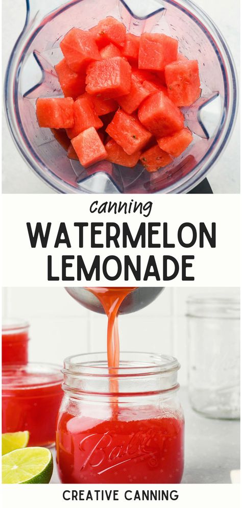 Expand your home canning fruit juice repertoire with our special watermelon lemonade canning recipe. If you love canning drinks and are on the lookout for exciting watermelon recipes for canning, this is a must-try. Enjoy the feeling of preserving fruit in jars and the sweet satisfaction it brings all year round. Watermelon Canning Recipes, Canned Watermelon, Canning Drinks, Canning Watermelon, Fruit In Jars, Canning Fruit Recipes, Recipes For Canning, Preserving Fruit, Watermelon Juice Recipe