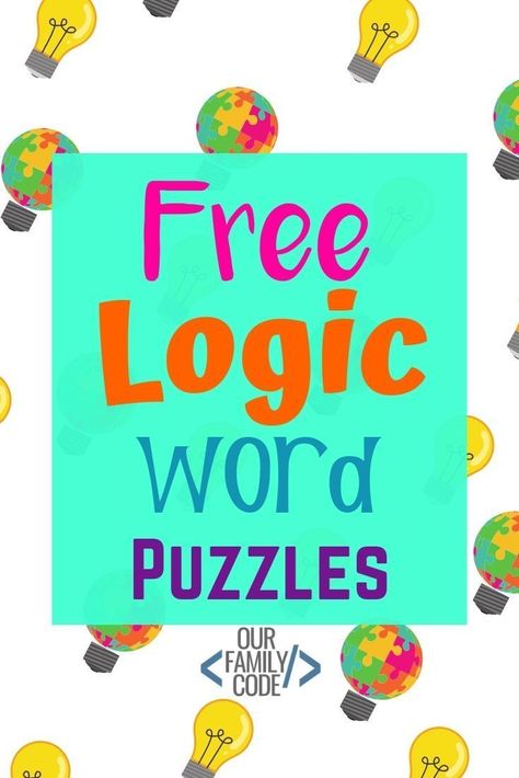 Free logic word puzzle printables - Logic word puzzles are a great way for kids to use logical thinking and pattern matching paired with spatial recognition and spelling. #teachkidstocode #computationalthinking #STEM #logicpuzzles Logic Games For Kids, Word Puzzles For Kids, Computational Thinking, Word Puzzle, Logic Puzzles, Word Puzzles, Spring Activities, Logical Thinking, Code Free