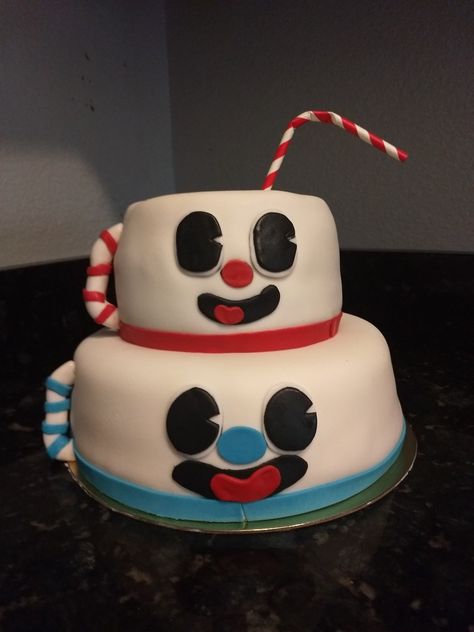 Cuphead and mugman cake Cup Head Birthday Cake, Cuphead Cake, Cuphead And Mugman, Cup Head, Chocolate Truffles Recipe Easy, Rolled Sugar Cookies, Toddler Parties, Mens Birthday Party, Easy Baked Salmon