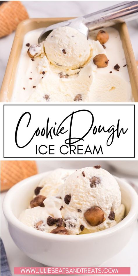 Elevate your ice cream game with this incredible recipe! Creamy homemade vanilla ice cream swirled with pockets of delectable cookie dough creates a dessert dream come true. This easy-to-make treat is perfect for any summer day. Dash Mug Ice Cream Recipes, Recipe With Cookie Dough, Cuisinart Ice Cream Recipes, Cookie Dough Ice Cream Recipe, Dq Ice Cream, Homemade Ice Cream Recipe, Ice Cream Games, Cuisinart Ice Cream, Vanilla Ice Cream Recipe