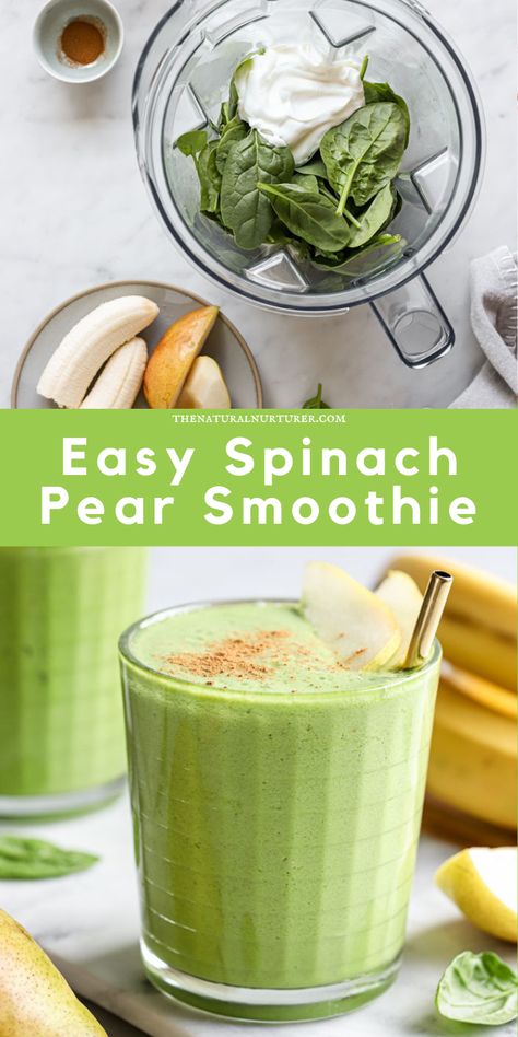 Smoothie Recipes With Pears, Spinach Pear Smoothie, Pear Protein Smoothie, Pear Smoothie Recipes Healthy, Pear Juice Recipes, Scd Breakfast, Summer Smoothie Recipes, Pear Smoothie Recipes, Veggie Smoothie Recipes