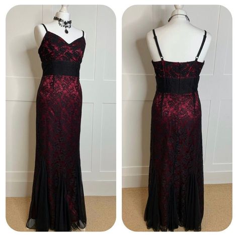 Red Dress With Black Lace, Goth Prom Dress, Goth Prom, Vintage Dresses For Sale, Elegant Red Dress, Vintage Prom Dress, Black Tie Formal, Ball Wedding, Vintage Prom