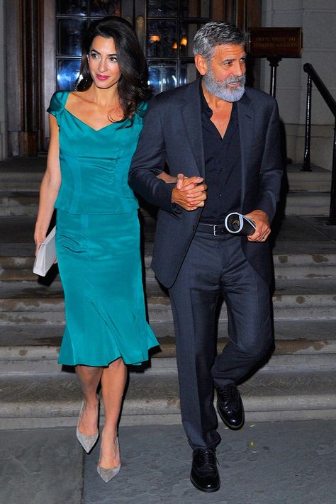 Amal Clooney Style: Her Best Fashion Looks Ever | Glamour UK George Clooney Style, Amal Alamuddin Style, George Clooney Amal Alamuddin, Elegant Skirt Outfits, Post Baby Fashion, Amal Clooney Style, 44th Birthday, Wedding Dr, Elegant Cocktail Dress