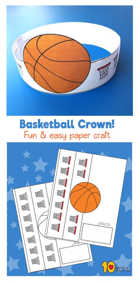 Basketball Paper Crown Basketball Crafts For Toddlers, Basketball Activities For Preschool, Basketball Crafts Preschool, Sports Day Activities For Kids, Basketball Activities For Kids, Basketball Crafts For Kids, Basketball Craft, Kids Educational Activities, Kids Sports Crafts