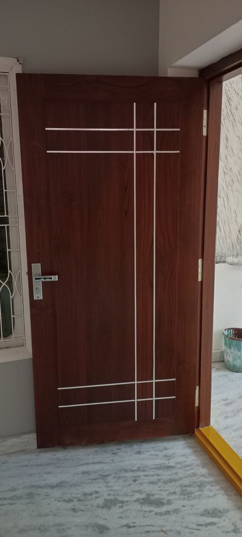 Door Groove Design Modern, Dubble Door Design, Fancy Door Design, Flush Door Design Modern Sunmica, Flush Doors Design Modern, Latest Door Designs, Kitchen Window Design, Etched Glass Door, Flush Door Design