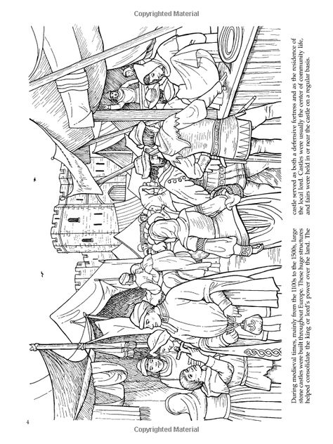 Medieval Coloring Pages Free Printable, Historical Coloring Pages, Medieval Coloring Pages, Study Craft, Warhammer Fantasy Roleplay, Sir William, Adult Colouring Pages, Medieval Times, Medieval Castle