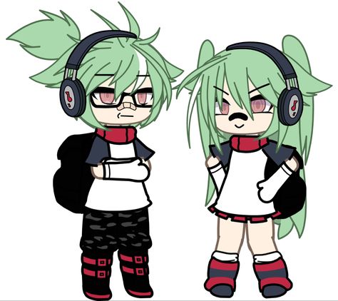 Gacha Life Siblings Oc, Matching Gacha Outfits, Gacha Life Matching Outfits, Matching Gacha Life Outfits, Gacha Boy, Kawaii Emo, Cute Black Shirts, Bff Girls, Adorable Homes Game