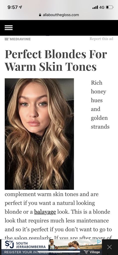 Blonde For Warm Skin Tone, Olive Skin Tone, Perfect Blonde, Warm Skin Tone, Warm Blonde, Olive Skin, Tone Hair, Blonde Balayage, Hair Colour