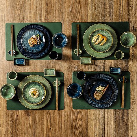 2 Colors Dinner Table Plates for Food Plate Sets [object Object] Complete Tableware of Dishes Pieces Japanese Cutlery, Ceramic Dinnerware Set, Russell Hobbs, Cerámica Ideas, Keramik Design, Ceramic Dinnerware, Kendo, Ceramic Tableware, Blue Plates