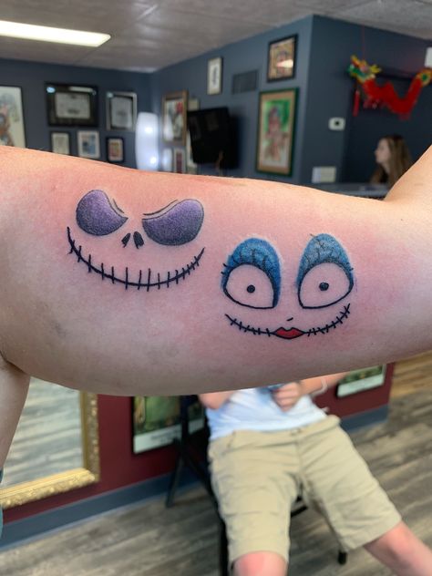 Jack And Sally Face Tattoo, Jack N Sally Tattoos, Inside Arm Tattoo, Sally Tattoo, Inside Of Arm Tattoo, Face Tattoo, Jack And Sally, Arm Tattoo, Infinity Tattoo