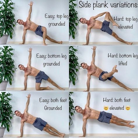 I Love Yoga on Instagram: “Side plank variations with @yoga_scoop . . . Working to build a stronger core? Planks are going to be one of the best poses to get you…” Yoga Peak Pose Ideas, Side Plank Variations, Yoga Variations, Plank Pose Yoga, Side Plank Yoga, Yoga Alignment, I Love Yoga, High Plank, Plank Variations