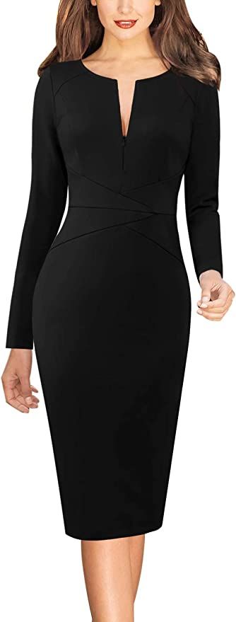 Sleeveless Work Dress, Black Pencil Dress, Wear To Work Dress, Work Dresses For Women, Black Sheath Dress, Office Party, Fashion Design Sketches, Long Black Dress, Business Dresses