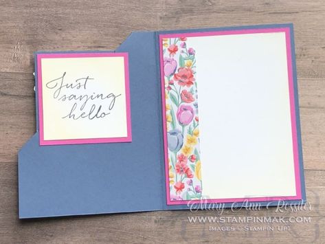 Fancy Folds – Corner Flip Card – StampinMak | Mary Ann Rossiter, Independent Stampin' Up! Demonstrator Corner Flip Card, Fun Cards, Fun Folds, Flip Cards, Wink Of Stella, Fold Cards, Mary Ann, Fancy Fold Cards, Fancy Folds