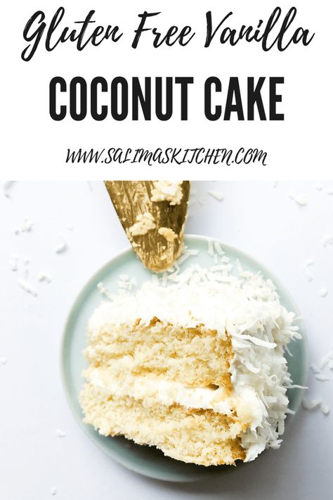 Gluten Free Cake With Coconut Flour, Gluten Free Dairy Free Coconut Cake, Gf Coconut Cake, Gluten Free Coconut Cake Recipe, Gluten Free Cake Recipes, Gluten Free Coconut Cake, Dairy Free Cake Recipe, Gf Cake, Coconut Cream Cheese