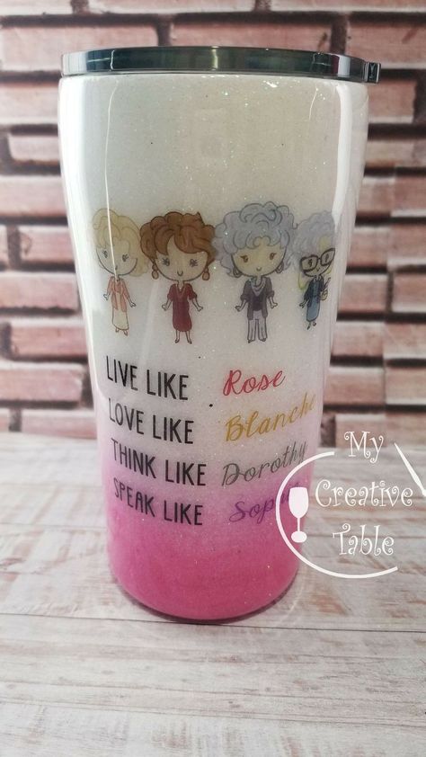 Coffee Gift Sets, Tumbler Making, Custom Yeti, Tumbler Pictures, Travel Coffee Cup, Glitter Tumbler Cups, Creative Tables, The Golden Girls, Glitter Tumblers