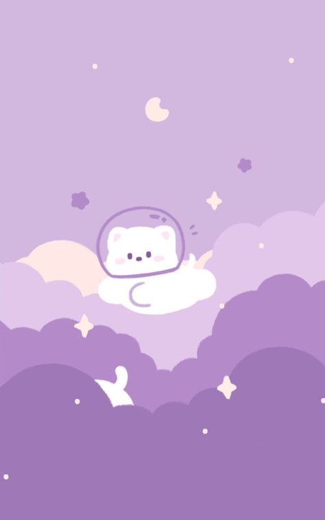 Cat Black And Purple Wallpaper, Light Purple Wallpaper, Walpapers Cute, Purple Bunny, Purple Cards, Images Kawaii, Iphone Wallpaper Kawaii, Iconic Wallpaper, Bunny Wallpaper