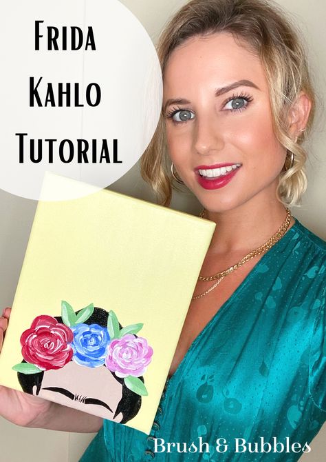 Frida Kahlo Paintings Easy, Wellbeing Art, Frida Kahlo Painting, Frida Paintings, Frida Kahlo Paintings, Kahlo Paintings, Free Painting, Acrylic Painting Tutorials, Diy Activities