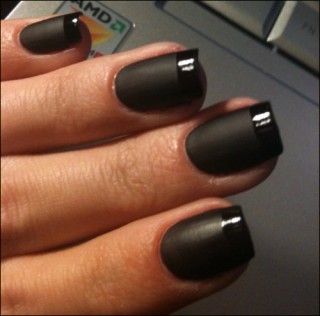 . Black French Manicure, Matte Black Nails, Nagellack Trends, Matte Nail Polish, Black Nail Polish, Nail Polish Trends, Orange Nails, Manicure Y Pedicure, Nailed It