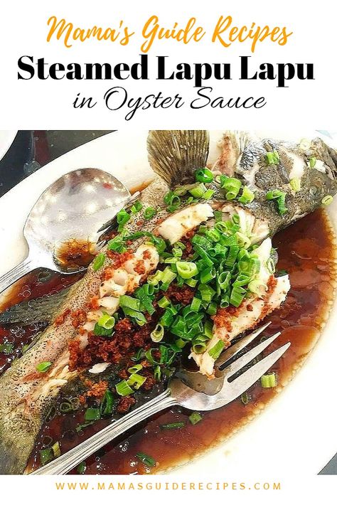 Yummy-licious chinese style steamed Lapu lapu or grouper fish in oyster sauce, taste so divine. Ideal for special occasions Pompano Fish Recipe, Steamed Fish Recipes, Whole Fish Recipes, Grouper Fish, Chinese Fish, Steam Recipes, Steamed Fish, Beef Stroganoff, Oyster Sauce