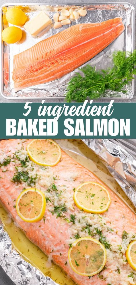 It doesn’t get much easier than this Easy 5 Ingredient Baked Salmon recipe with a garlic, lemon, and dill butter sauce. All it takes is 5 ingredients and 20 minutes of your time. So simple, so flavorful! Light Chicken Recipes, Dill Butter, Lemon Dill Salmon, Dill Sauce For Salmon, Baked Salmon Lemon, Baked Salmon Recipe, Dill Recipes, Dill Salmon, Sauce For Salmon