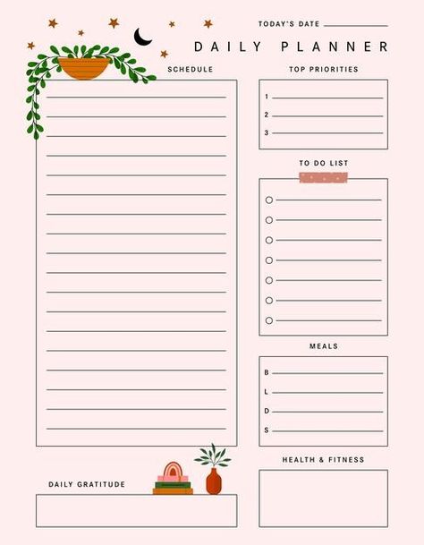 Filofax Diy, Daily Planner Ideas, Cute Daily Planner, Life Planner Organization, Weekly Schedule Planner, Etsy Planner, Study Planner Printable, Printable Cute, Print Planner