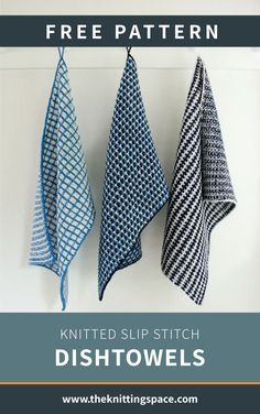 Knitted Slip Stitch Dishtowels [FREE Knitting Pattern] Knitting Towels, Quick Knitting Projects, Knitting Abbreviations, Knitted Washcloths, Easy Knitting Projects, Dishcloth Knitting Patterns, Beginner Knitting Patterns, Knit Dishcloth, Dishcloth Pattern