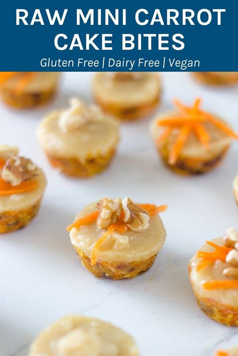 Carrot Cake Bites, Simple Chocolate Cake, Mini Carrot Cake, Raw Dessert Recipes, Mini Dessert Recipes, Mini Carrots, Blueberry Coffee Cake, Blueberry Coffee, Raw Carrots