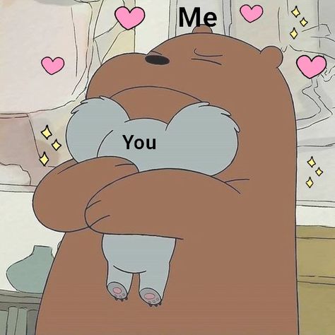 I just wanna hold you ☺️ Beruang Grizzly, We Bare Bears Wallpapers, Cute Love Memes, Horror Movie Posters, Cartoon Memes, We Bare Bears, Bare Bears, Laugh Out Loud, Memes Humor