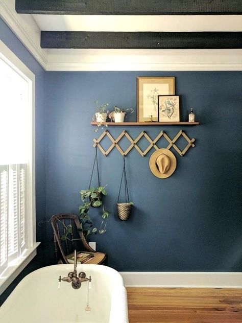 Color Crush: Van Deusen Blue Van Deusen Blue, Perfect Paint Color, Bathroom Paint Colors, Trendy Bathroom, Blue Bathroom, Bathroom Colors, Painting Bathroom, Benjamin Moore, My New Room