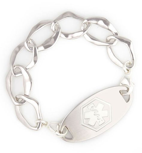 Artisan Link Silver Medical Alert Bracelet Medical Alert Bracelet Womens, Medical Equipment Storage, Supplies Aesthetic, Medical Alert Jewelry, Medical Alert Bracelet, Medical Id Bracelets, Medical Jewelry, Medic Alert Bracelets, Equipment Storage