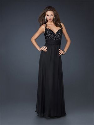 Black Sweetheart Neckline with Stones and a waist band Floor Length... Black Chiffon Bridesmaid Dresses, Black Sequin Prom Dress, Prom Dress 2012, Prom Dress 2013, Prom Dress 2014, Spaghetti Strap Prom Dress, Floor Length Prom Dresses, Prom Designs, Chiffon Prom Dress