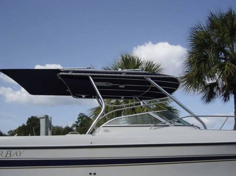 Half Tower - Quality T-Tops & Boat Accessories Boat Bimini Top Ideas, Boat Ideas Diy, Pontoon Boat Hacks, Pontoon Boat Makeover, Pontoon Boat Makeover Diy, Pontoon Makeover, Diy Pontoon Boat, Pontoon Boat Ideas, Pontoon Boat Decor