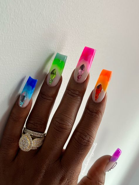 Polygel colors Pride Nails, Nails With Glitter, Polygel Nails, Acrylic Nails Coffin Pink, Long Acrylic, Nails Summer, Acrylic Nails Coffin, Nails Coffin, Nails At Home