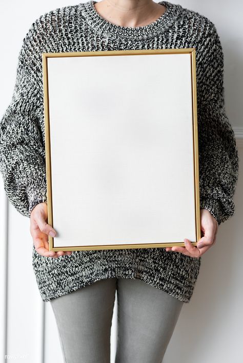 Woman in a black sweater holding a wooden frame mockup | premium image by rawpixel.com / Teddy Rawpixel #picture #photography #inspiration #photo #art Frame Mockup Free, Photo Frame Images, Frame Christmas, Postcard Mockup, Mockup Frame, Empty Frames, Christmas Frame, Christmas Picture, Wall Decor Design