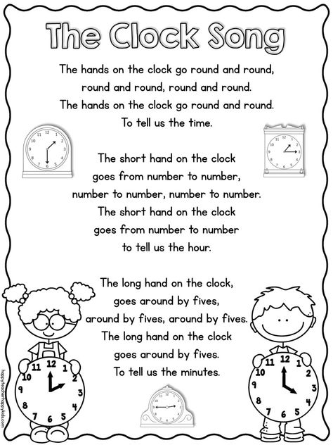 Abeka First Grade, Song For Kindergarten, Learning To Tell Time, Elementary Homeschool, Math Songs, Learn To Tell Time, Classroom Songs, Preschool Reading, School Songs