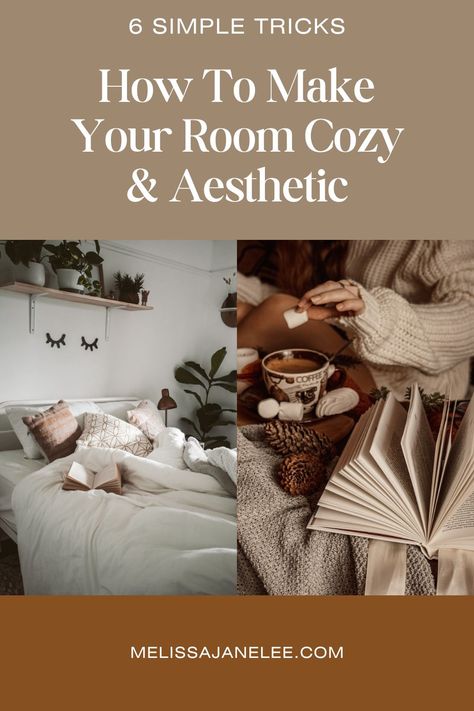 cozy bedroom decor How To Make A Big Room Feel Cozy, Bedroom With Bookcase, Room Cozy Aesthetic, Make Your Room Cozy, Cosy Bedroom, Easy Tricks, Lifestyle Articles, Room Cozy, Gorgeous Houses