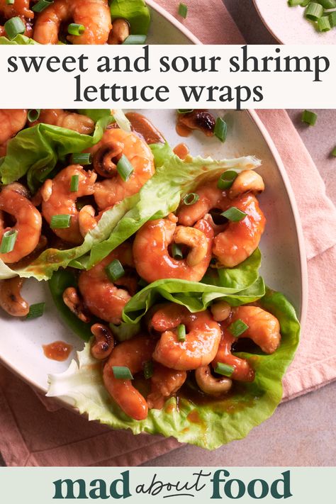 Sauté Shrimp, Sweet And Sour Shrimp, Shrimp Lettuce Wraps, Lettuce Wraps Recipe, Lettuce Wrap Recipes, Sauteed Shrimp, Sweet And Sour Sauce, Lettuce Wraps, Sweet And Sour