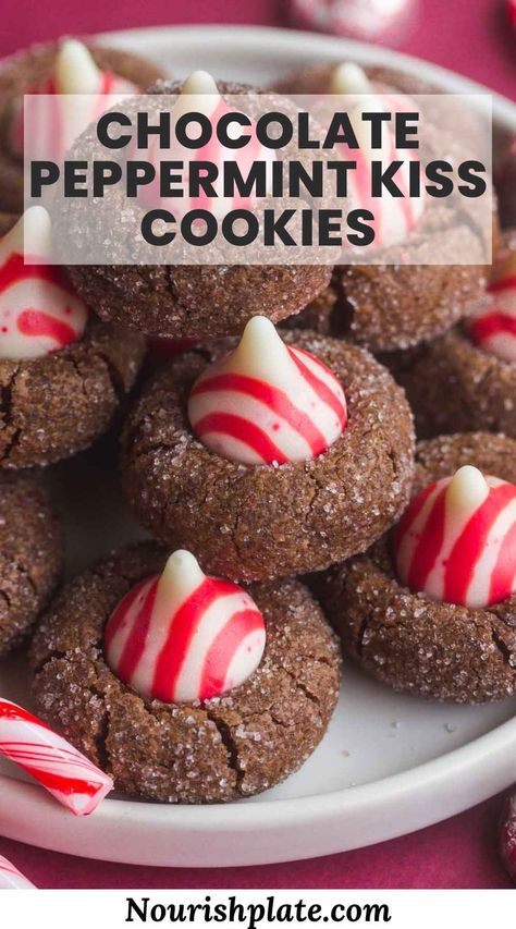 Peppermint Kiss Cookies, Kiss Cookies Recipe, Chocolate Kiss Cookies, Soft Chocolate Cookie, Chocolate Peppermint Cookies, Recipes Holiday, Cookies Soft, Chocolate Festival, Blossom Cookies