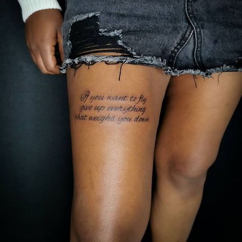 Quote Tattoos | POPSUGAR Smart Living Quad Tattoo Women Quote, Quad Tattoos Women, Quad Tattoo Women, Strength Quotes Tattoos, Tattoo About Strength, Overcoming Fear Quotes, Quad Tattoo, Tattoo Quotes About Strength, Daily Life Hacks