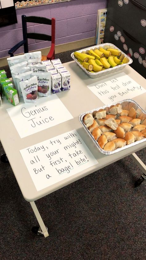 Test Day Breakfast For Students, Map Testing Treats, State Testing Breakfast Ideas, Test Snacks For Students, Standardized Testing Treats, Eqao Grade 3 Prep, Testing Snacks For Students, State Testing Motivation, Test Motivation